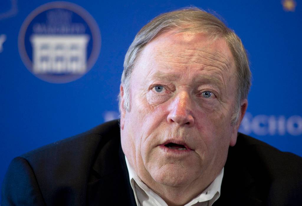 Speaker of the House Mike Chenault, R-Nikiski, gives reporters an update on negotiations in his office at the Capitol on Friday, April 24, 2015. Chenault has announced he is considering a run for governor in 2018. (Michael Penn | Juneau Empire File)