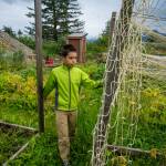 Ted walks in the Hoonah Healing Community Garden. (Photo by Bethany Goodrich)