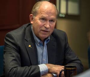 In this Dec. 2015 photo, Gov. Bill Walker speaks in an interview at the Juneau Empire. (Michael Penn | Juneau Empire File)