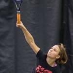 Junior Erica Hurtte serves against sophmore Olivia Moore during their Southeast Regional Tournament match at JRC/The Alaska Club on Thursday, Sept. 21, 2017. Hurtte won the match 8-1. (Michael Penn | Juneau Empire)