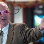 Attendees of the Juneau Chamber of Commerce luncheon don &ldquo;rose-colored glasses&rdquo; to view economic data presented by Brian Holst, executive director of the Juneau Economic Development Council at the Moose Lodge on Thursday, Sept. 28, 2017. (Michael Penn | Juneau Empire)