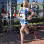 Thunder Mountain&rsquo;s Hannah Deer crosses the finish line in 23rd place during the Division I girls race at the ASAA/First National Bank Alaska State Cross Country Championships on Saturday, Sept. 30, 2017 at Bartlett High School in Anchorage, Alaska. (Matt Tunseth | Chugiak-Eagle River Star)