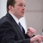 Christopher Strawn raises an objection against Juneau Assistant District Attorney Amy Paige&rsquo;s question of a witness at his trial in Juneau Superior Court on Friday, Oct. 6, 2017. Strawn, 34, faces charges of first-degree and second-degree murder, manslaughter, criminally negligent homicide, third-degree assault and weapons misconduct in the shooting death of Brandon Cook in October 2015. (Michael Penn | Juneau Empire)