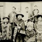 In this 1924 photo, Archie White, third from left, then the clan leader of the T&rsquo;akdeintaan and the leader of the Mount Fairweather House in Hoonah, is wearing a blanket with Chilkat trim. After an absence of almost 100 years, that same blanket was repatriated to the Hoonah Indian Association on Wednesday, October 11, 2017. Archie White&rsquo;s Tlingit names were Tuk&rsquo;axaaw and Yookis&rsquo;kook&