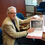 Joel Bennett with his folder of research he gathered from which he based the play &ldquo;Dreaming Glacier Bay.&rdquo; Clara Miller | Capital City Weekly.