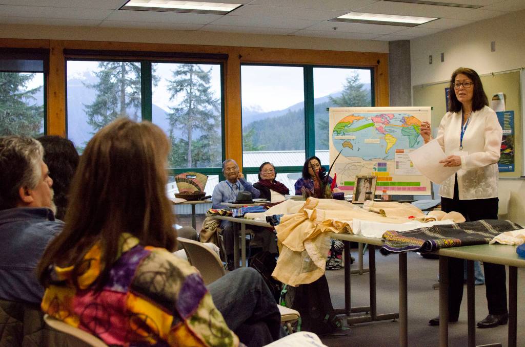 Preparing Indigenous Teachers and Administrators for Alaska Schools (PITAAS) Director Ronalda Cadiente-Brown presents during the 2016 symposium. Photo by Jules Alvarado.