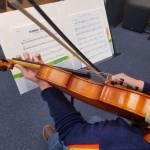 Val Snyder practices at the Amalga Chamber Orchestra rehearsal. Photo by Todd Hunt.