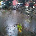 A flooded and rising Jordan Creek is seen Friday morning, Oct. 27, 2017. (National Weather Service photo)