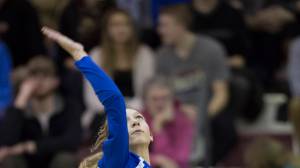Thunder Mountain&rsquo;s Lily Smith plays at Juneau-Douglas on Friday, Oct. 27, 2017. Smith is one of four newcomers to the team this season. (Michael Penn | Juneau Empire File)