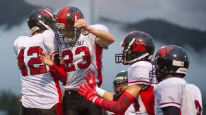 Juneau-Douglas&rsquo; Koen Schultz shown this season. The Crimson Bears will be the only high school football team in Juneau next season. The Alaska School Activities Association approved the Juneau School District&rsquo;s request to consolidate their two football programs under JDHS. (Michael Penn | Juneau Empire File)