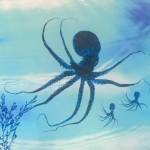 Gyotaku of three octopuses. Photo and art by Jerry Wright.