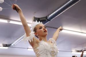 Elin Antaya, 13, plays a snowflake during the first act&rsquo;s the snow scene. (Erin Laughlin | For the Capital City Weekly)