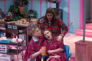 Katie Jensen as M&rsquo;Lynn, Stacy Stout Katasse as Truvy, and Naomi Prentice as Shelby in Perseverance Theatre&rsquo;s production of &ldquo;Steel Magnolias.&rdquo; (Photo by Cameron Byrnes)
