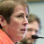 Angela Rodell, executive director of the Alaska Permanent Fund Corporation, speaks to the Senate State Affairs Committee in 2016. (Michael Penn | Juneau Empire file)