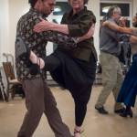 Jane Stokes dances with David Albert at the weekly Tango class at the Channel Dance Studio on Thursday, Jan. 4, 2018. (Michael Penn | Juneau Empire)