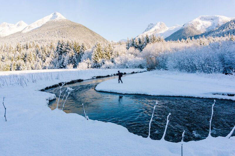 Crossing Sawmill Creek. (Gabe Donohoe | For the Juneau Empire)