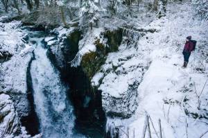 Sawmill Creek waterfall in all of its glory. (Gabe Donohoe | For the Juneau Empire)