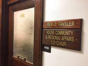 The office of Alaska state Rep. Zach Fansler is shown in the Alaska Capitol on Monday, Jan. 29, 2018, in Juneau. The door to the office was locked Monday morning. State House leaders have asked for Fansler&rsquo;s resignation following a report in the Juneau Empire in which a woman alleged that Fansler hit her during a night of drinking. (Becky Bohrer | The Associated Press)