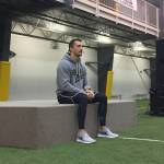 Beachbody Super Trainer Joel Freeman talks to workout participants on Sunday, Feb. 4, at the Dimond Park Field House. (Nolin Ainsworth | Juneau Empire)