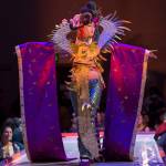 &ldquo;Doragon&rdquo; by Beth Bolander, modeled by Dani Gross, at the Wearable Art Show at Centennial Hall on Saturday, Feb. 17, 2018. Doragon placed third in the Juror&rsquo;s Best in Show. (Michael Penn | Juneau Empire)
