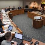 The Alaska Permanent Fund Corporation&rsquo;s Board of Trustees listens to public testimony on divesting from fossil fuel investments during its quarterly meeting in Juneau on Wednesday, Feb. 21, 2018.