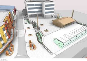 This illustration in a preliminary drawing of the future &ldquo;Native Arts Park.&rdquo; (Courtesy Photo | MRV Architects via Sealaska Heritage Institute)