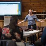 Ati Nasiah, prevention outreach director for AWARE, leads a Racial Equity and Liberation meeting at Northern Light United Church on Friday, Feb. 23, 2018. (Michael Penn | Juneau Empire)