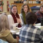 Wendi Siebold, of Strategic Prevention Solutions, center, speaks during a Racial Equity and Liberation meeting at Northern Light United Church on Friday, Feb. 23, 2018. (Michael Penn | Juneau Empire)