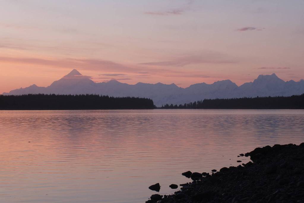 Sunset in Yakutat in April 2015. The tall mountain to the left is Mount Saint Elias. Mary Catharine Martin | Capital City Weekly