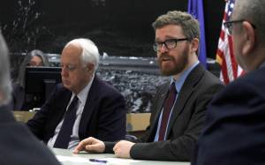 In this Jan. 19 photo, Rep. Justin Parish, D-Juneau, speaks at a joint meeting of the Juneau Legislative Delegation and the City and Borough of Juneau Assembly. (Alex McCarthy | Juneau Empire)
