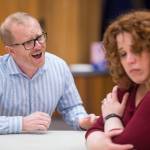Dan, played by Chris Murray, and Diana, played by Margeaux Ljungberg, rehearse in Juneau Douglas Little Theatre&rsquo;s production of &ldquo;Next to Normal&rdquo; at McPhetre&rsquo;s Hall on Monday, Feb. 26, 2018. (Michael Penn | For the Capital City Weekly)