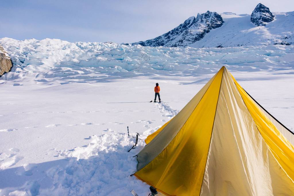Taking in the view of the second ice fall from the cook tent. (Photo by Gabe Donohoe)