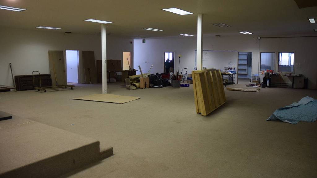 Juneau Makerspace&rsquo;s new space includes enough room for a multi-purpose event venue, complete with a stage. The group still has more work to do, but hopes to move into their new North Douglas Location fully soon, leaving their much smaller Anka Street location. (Kevin Gullufsen | Juneau Empire)