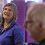 Bev Wolf is helping her husband, Steve, with his Parkinson&rsquo;s disease. They talked about it on Thursday, April 12, 2018, after a Rock Steady Boxing Class at Pavitt Health & Fitness. (Michael Penn | Juneau Empire)