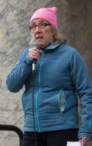 Kate Troll speaks at the 2018 Women&rsquo;s March on Jan. 20, 2018. (Michael Penn | Juneau Empire File)