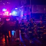 Juneau Capital City Fire/Rescue firefighters work a building fire at North Franklin and Second Street on Monday, April 16, 2017. (Michael Penn | Juneau Empire)