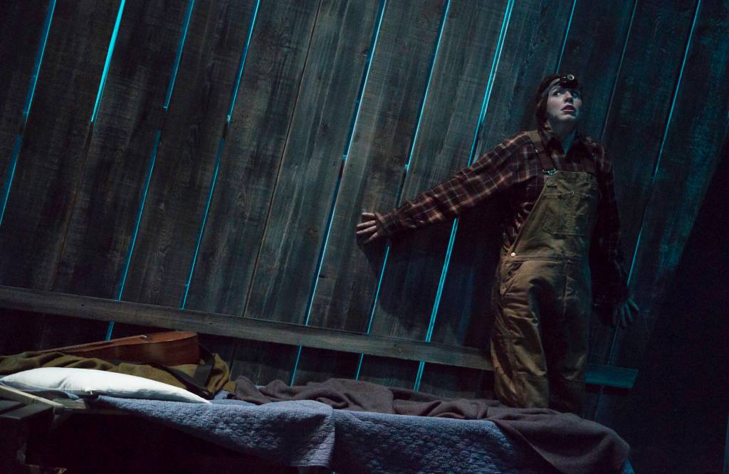 Allison Holdkamp and Aaron Elmore rehearse in the Perseverance Theatre production of &ldquo;The Arsonists&rdquo; on Wednesday, May 2, 2018. (Michael Penn | Juneau Empire)