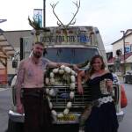 A Petersburg Viking and Valkyrie pose in front of the bus used to kidnap innocent bystanders who attend the Little Norway Festival. Ray Friedlander | For the Capital City Weekly