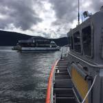 The Allen Marine whale watching boat St. Maria was grounded on a rock Wednesday morning and received help from another Allen Marine boat and the U.S. Coast Guard. (Photo courtesy USCG Station Juneau)