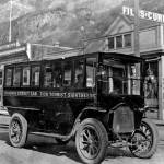 Martin Itjen&rsquo;s second street car built on the intersection of Broadway and 3rd Avenue. Image courtesy of the Klondike Gold Rush National Historical Park, from the George & Edna Rapuzzi Collection, KLGO 55911.