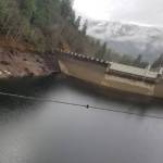 The back side of the Swan Lake reservoir near Ketchikan is seen in an undated photo from winter 2017-2018 provided by the Southeast Alaska Power Agency to the National Weather Service. At the time, water levels at Swan Lake were so low that hydropower production stopped, forcing Ketchikan to rely on diesel generation. (Courtesy photo)
