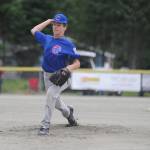 Cubs pitcher Thomas Baxter pitches in the first inning of the Gastineau Channel Little League Major Division Championship game on Saturday. The Cubs won 4-3. (Nolin Ainsworth | Juneau Empire)