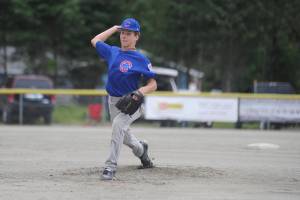 Cubs pitcher Thomas Baxter pitches in the first inning of the Gastineau Channel Little League Major Division Championship game on Saturday. The Cubs won 4-3. (Nolin Ainsworth | Juneau Empire)