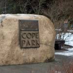 The sign for Cope Park is seen on March 30, 2016. (Michael Penn | Juneau Empire File)