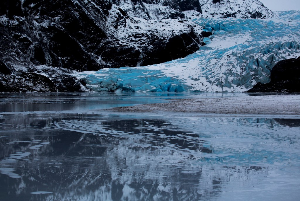 A frozen Nugget Falls resembles an overflow of soapsuds on Jan. 10. Photo by Denise Carroll
