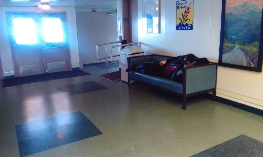 An elderly ferry goer, short on sleep, who benefited from the authors pillow windfall. Tara Neilson | For the Capital City Weekly