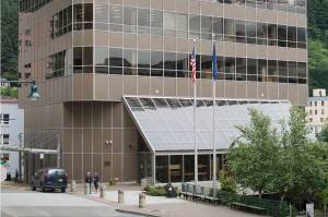 The Dimond Courthouse at the corner of Main and 4th Streets in Juneau on Wednesday, July 19, 2017. (Michael Penn | Juneau Empire File)
