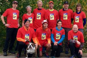 Team Eat and Run in Whitehorse, Yukon, after last years Klondike Road Relay. Back row (From left to right) Brandon Cullum, Susetta Cole, John Kern, Rob Haight, Dirk Miller, Carleen Mitchell. Bottom row: Glenn Haight, Richard Lam, Cindy Tuckwood, Dave Mitchell. (Courtesy Photo | John Kern)