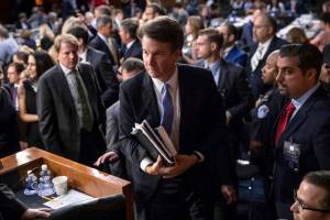 Brett Kavanaugh, President Donald Trumps Supreme Court nominee, leaves the Senate Judiciary Committee room for a short break on the third day of his confirmation hearing, on Capitol Hill in Washington, Thursday, Sept. 6, 2018. (J. Scott Applewhite | The Associated Press)