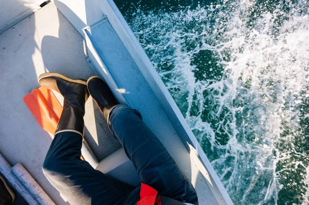 Xtratuffs and boat wake at full speed. (Gabe Donohoe | For Juneau Empire)